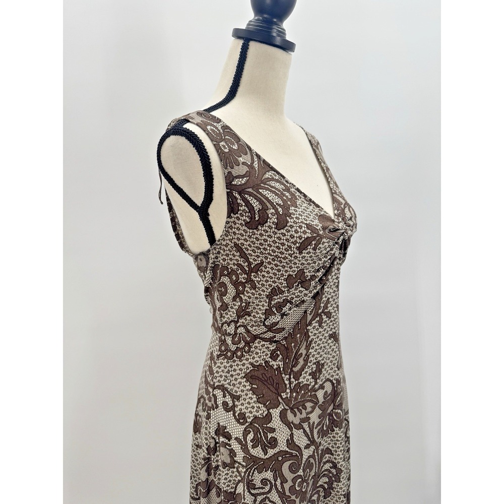 VTG Y2K London Times Chocolate Paisley Babydoll Midi Dress 10 Whimsigoth Boho - Picture 4 of 11